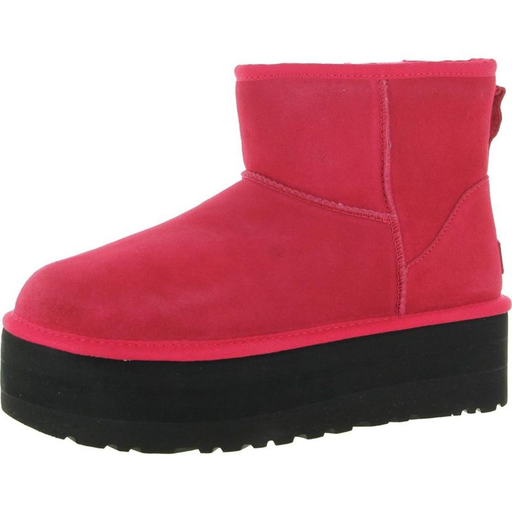 Ugg Womens Classic Mini Platform Red Suede Ankle Boots Cold Weather NWT